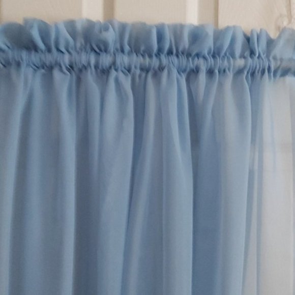 CURTAINS – ELEGANT ROD POCKET BLUE SHEERS -  85 x 60 - $30 - Picture 3 of 4